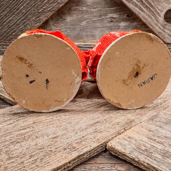 Pair of Adorable 1950’s Vintage Santas-Spun Cotton Crepe Corn Husk Paper Mache - Picture 8 of 10